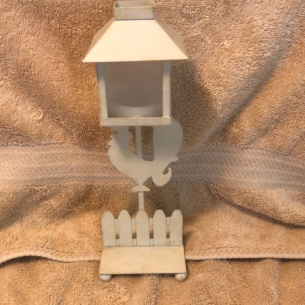 VTG Metal Birdhouse Tea Light Holder Country Boho Candle holder 9”x3”